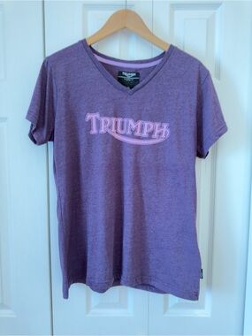 Triumph Purple V-Neck Tee with Pink Logo